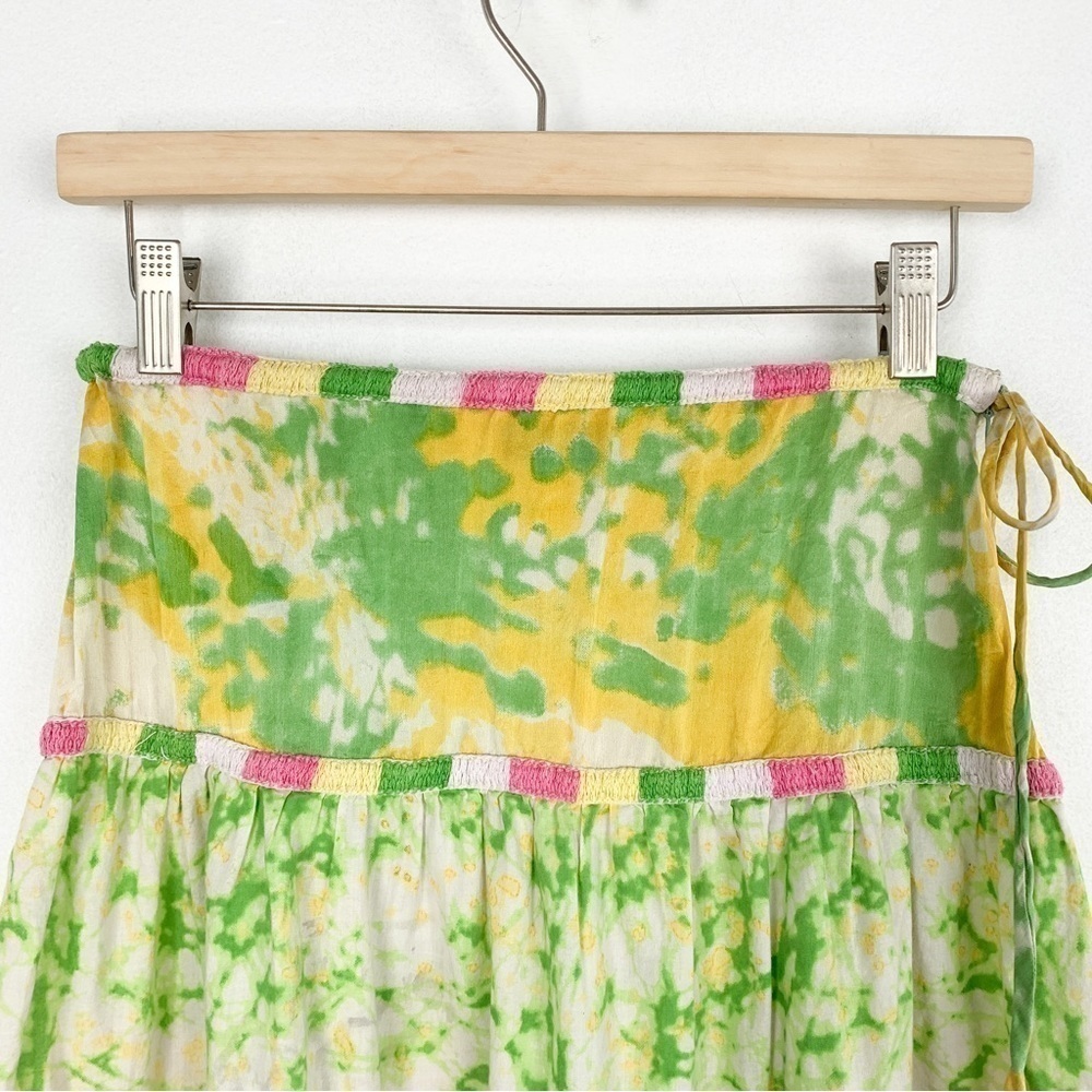 Aoyama Itchome Mixed Print Silk Western Boho Mini Skirt Sz 26” - Picture 3 of 9